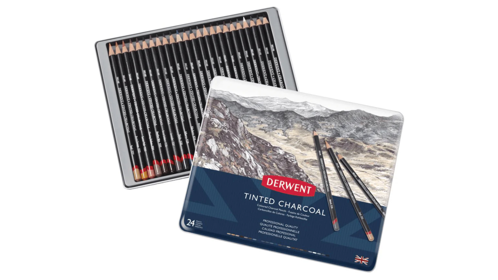 Derwent 24 Piece Tinted Charcoal Pencil Tin