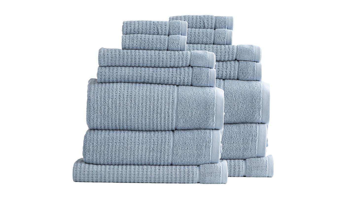 Renee Taylor 14 Piece Cambridge 650gsm Textured Towel - Blue Mirage
