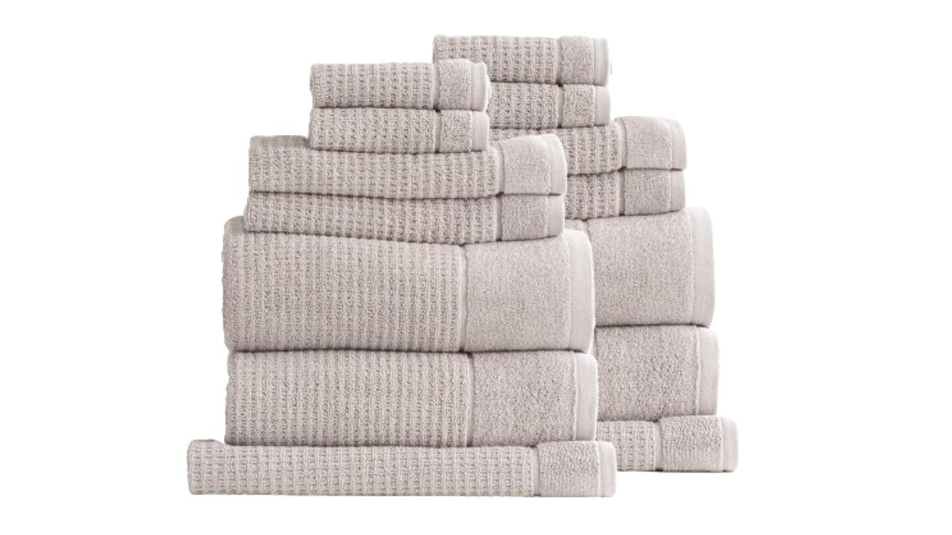 Renee Taylor 14 Piece Cambridge 650gsm Textured Towel - Pumice Stone