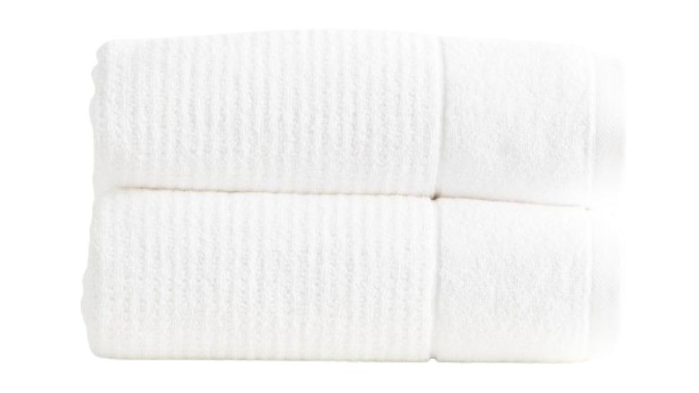 Renee Taylor Pack of 2 Cambridge 650gsm Textured Bath Sheet - Snow