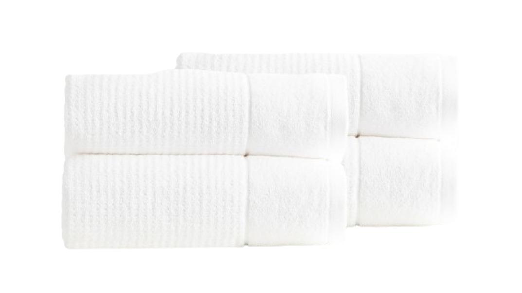 Renee Taylor Pack of 4 Cambridge 650gsm Textured Bath Sheet - Snow