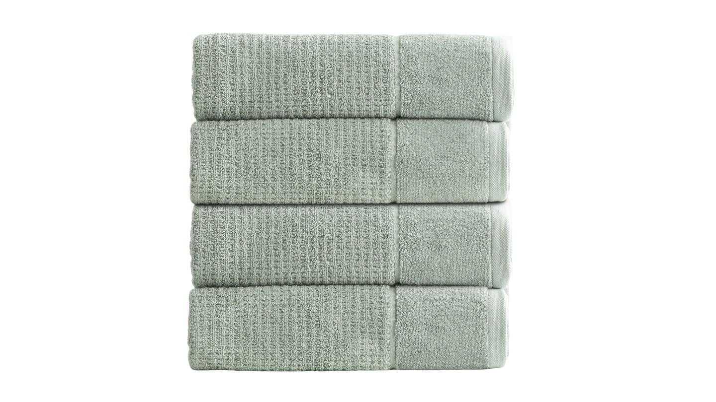 Renee Taylor Pack of 4 Cambridge 650gsm Textured Bath Towel - Eucalyptus