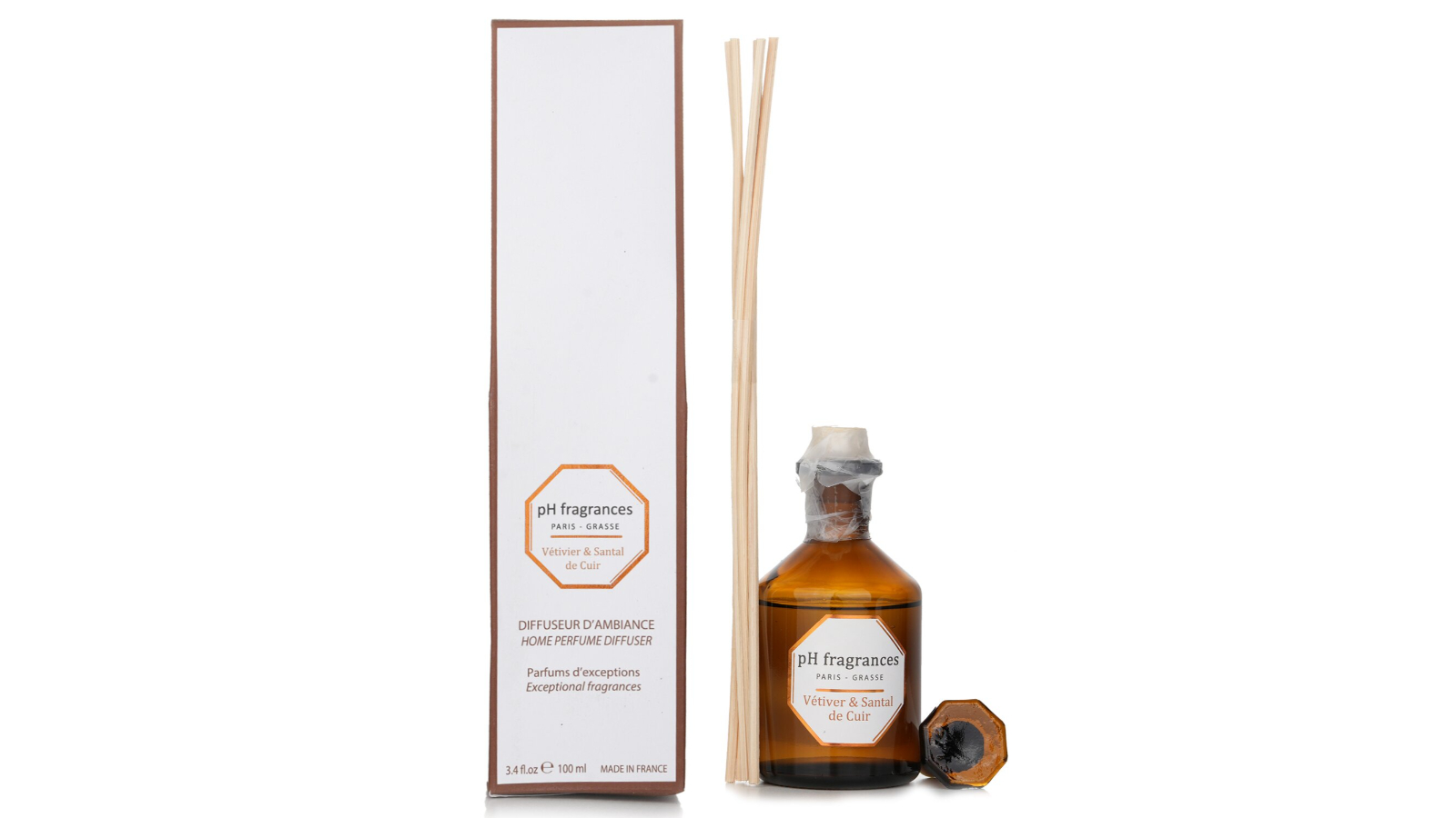 pH fragrances Vetiver and Sandal Of Leather Home Perfume Diffuser - 100ml/3.4oz