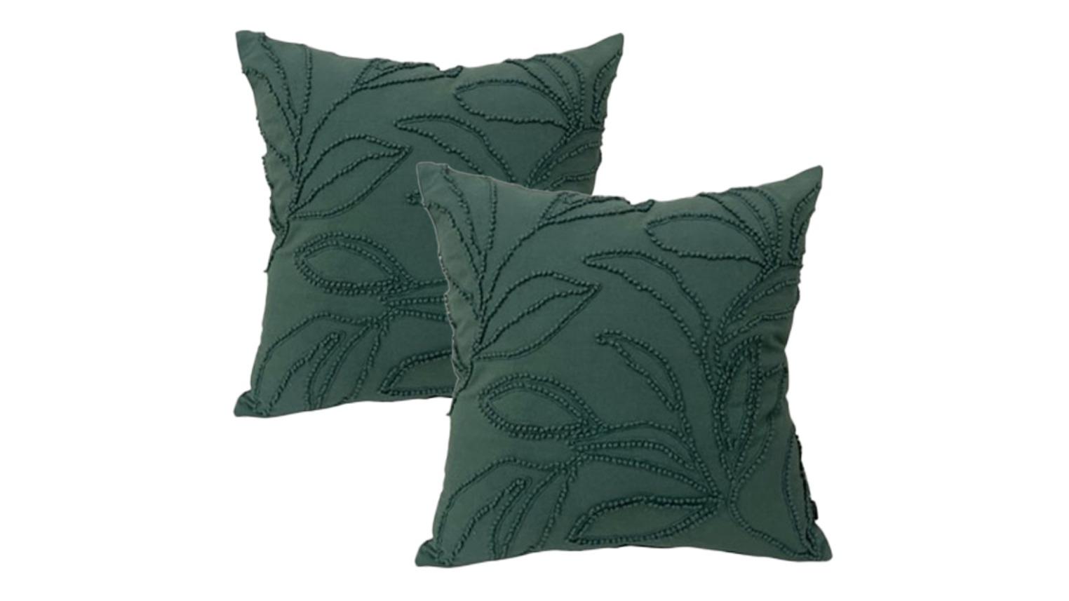 Cloud Linen Set of 2 Riviera Embroidered Cushion - Teal