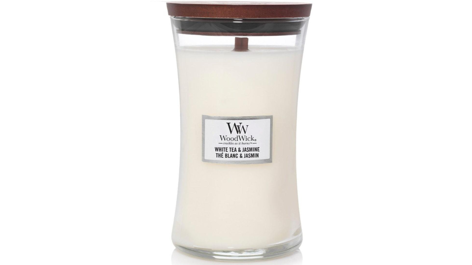 Woodwick Large Hourglass Candle - White Tea Plus Jasmine