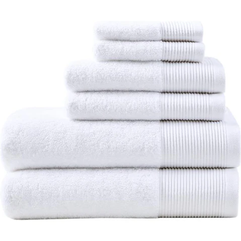 Cloud Linen 6 Piece Retreat Cotton Tencel Antimicrobial Towel Set - White