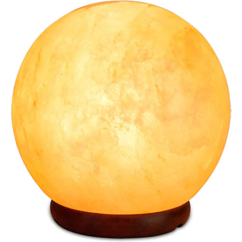 Orku 12V 12W Crystal Ball Carved Rock Himalayan Pink Salt Lamp - 6.5inch