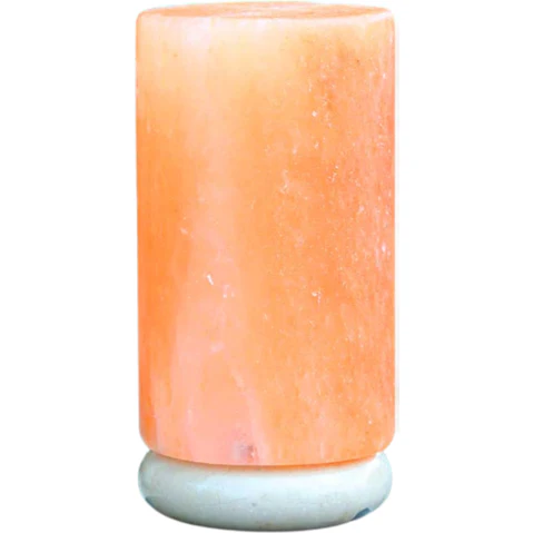 Orku 12V 12W Crystal Cylinder Carved Rock Himalayan Pink Salt Lamp