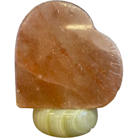 Orku 12V 12W Crystal Heart Carved Rock Himalayan Pink Salt Lamp