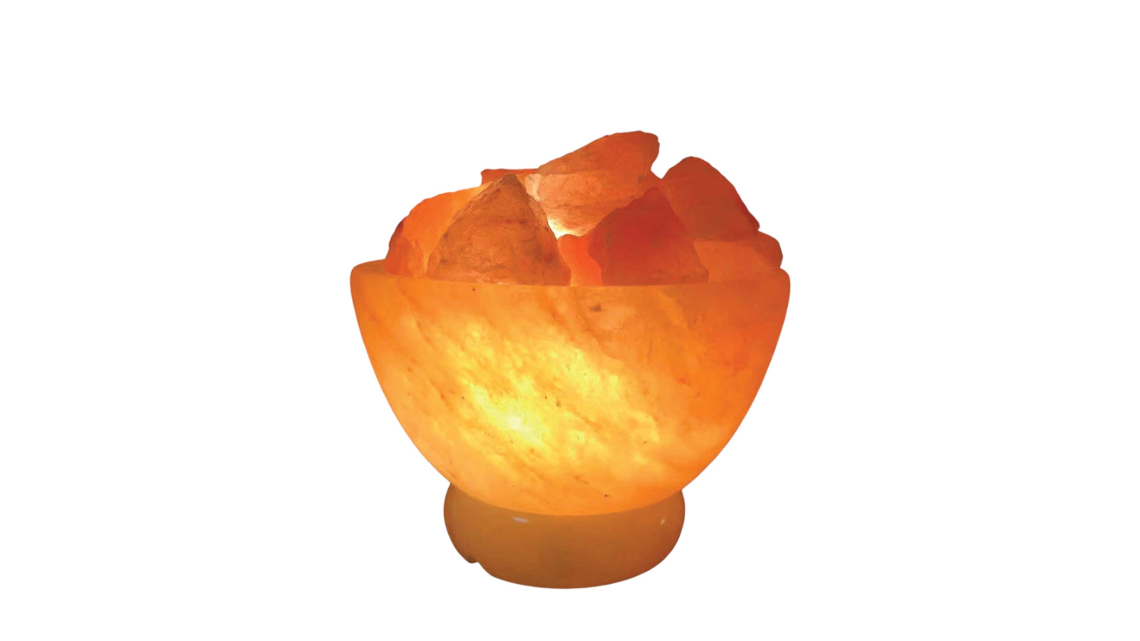 Orku 12V 12W Crystal Carved Fire Bowl Himalayan Rock Pink Salt Lamp
