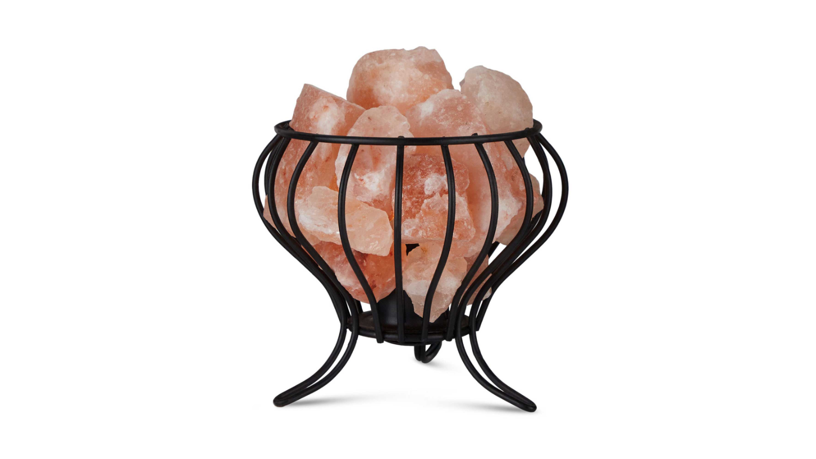 Orku 12W 12V Bud Iron Basket with Crystal Himalayan Rock Pink Salt Lamp