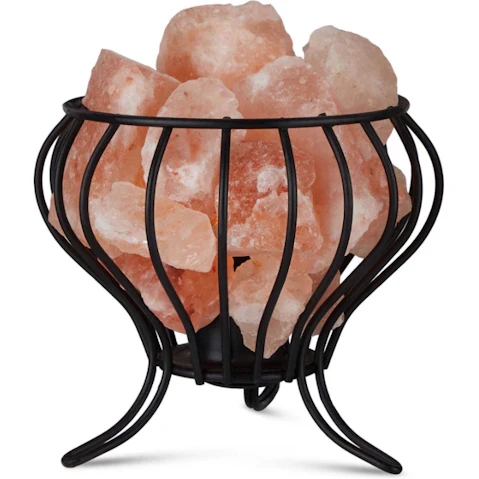 Orku 12W 12V Bud Iron Basket with Crystal Himalayan Rock Pink Salt Lamp