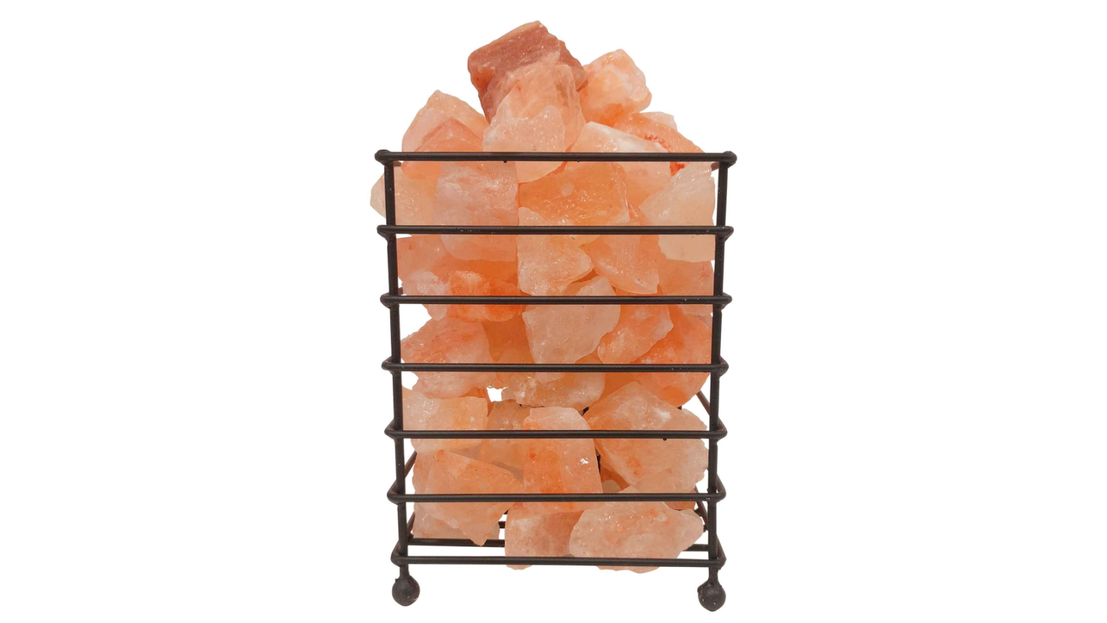 Orku 12W 12V Rectangle Iron Basket with Crystal Himalayan Rock Pink Salt Lamp
