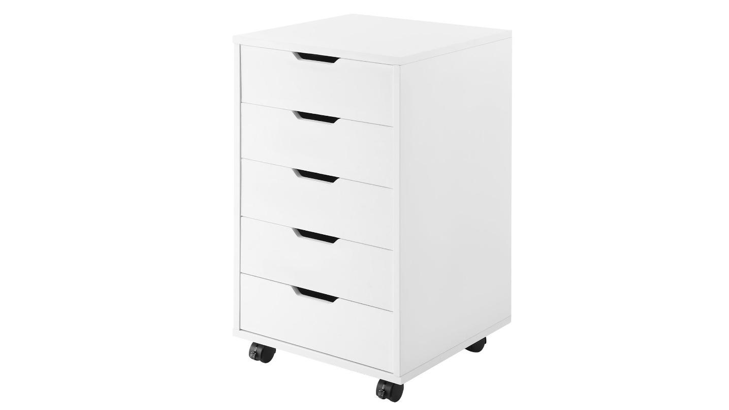 5-Drawer White Mobile Filing Cabinet Organiser - 40 x 38 x 68cm