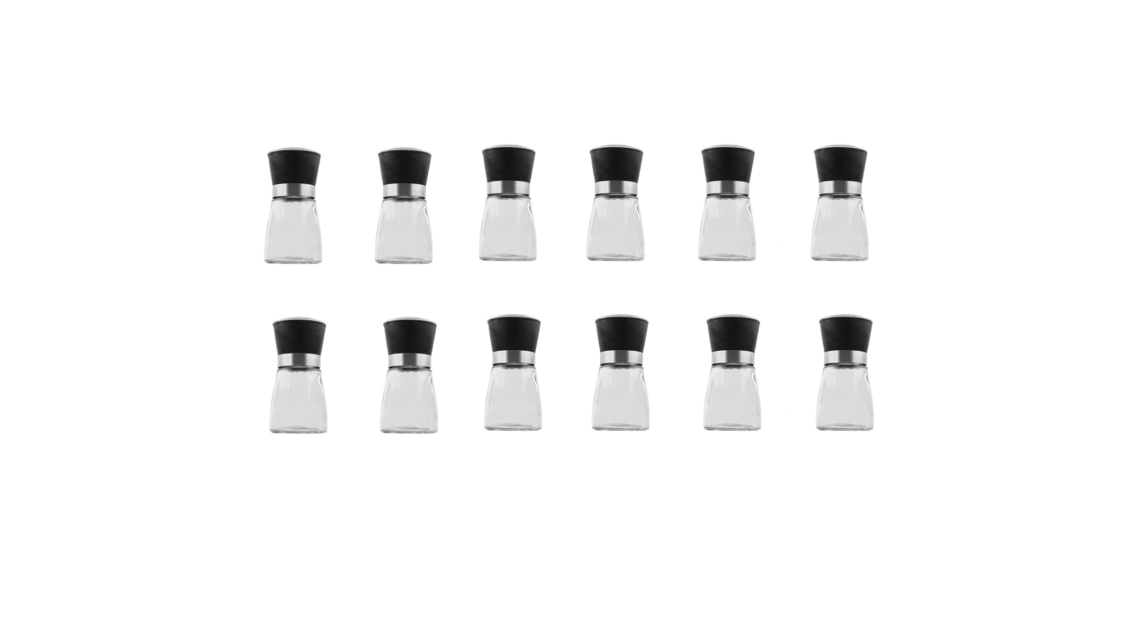 Kitchee 12 Piece Adjustable Glass Salt/Pepper Grinder - 150ml 
