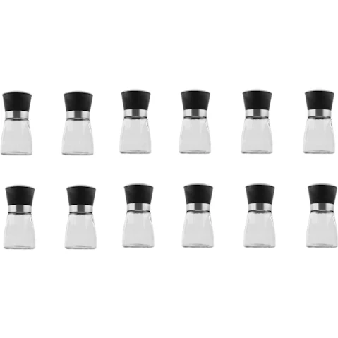 Kitchee 12 Piece Adjustable Glass Salt/Pepper Grinder - 150ml