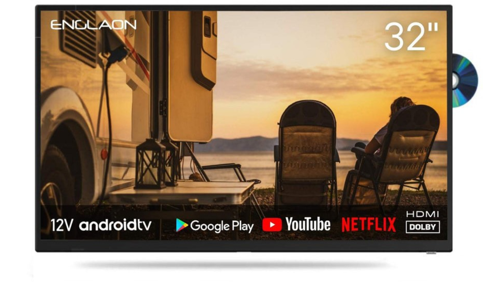Englaon 32-inch 12V TV with DVD Player