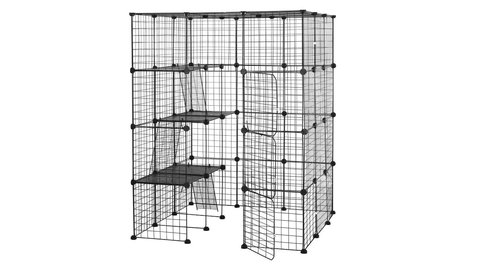 Pet Scene 4-Tier DIY Metal Playpen 3 Platforms 3 Ramps Cat Enclosure Cage - X-Large