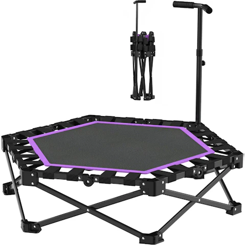 Advwin 42inch Mini Trampoline with 3 Level Adjustable Handle - Purple