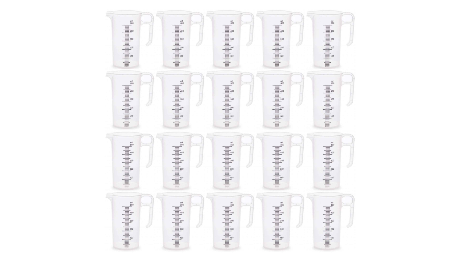 Kitchee 20 Piece Clear Plastic Measuring Jug - 500ml