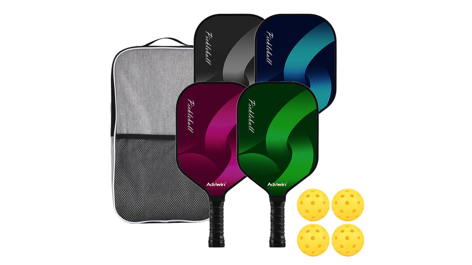 Advwin Carbon Fiber Pickleball Paddle Set with Lightweight Grip