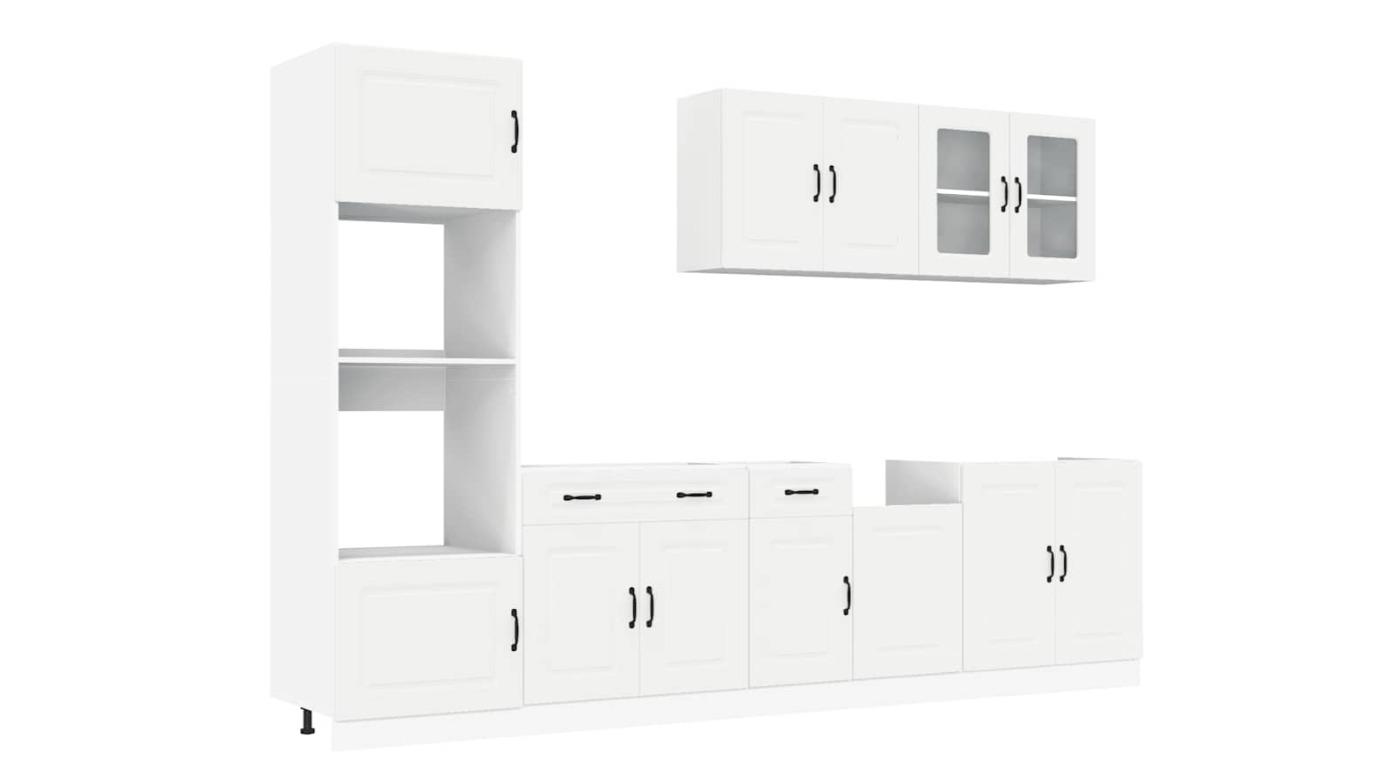 vidaXL Kalmar 7 Piece White Engineered Wood Kitchen Cabinet Set
