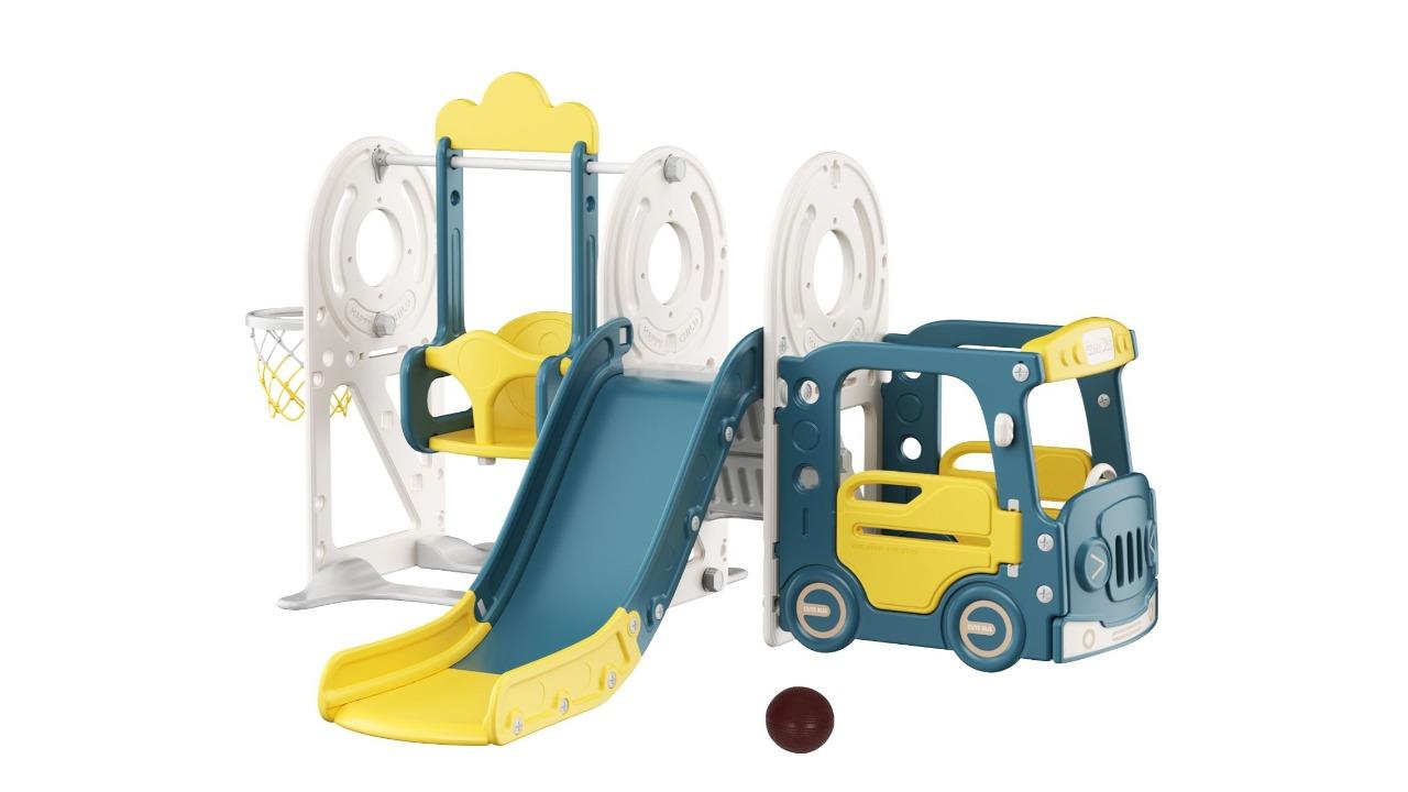 Kidbot 5-in-1 Slide Ladder Swing Basketball Hoop Playset