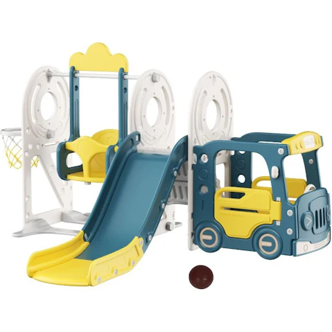 Kidbot 5-in-1 Slide Ladder Swing Basketball Hoop Playset
