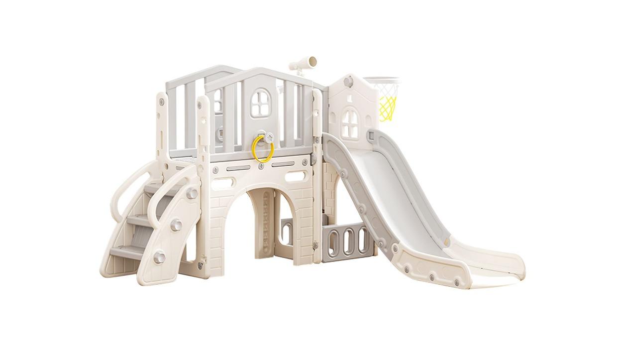 Kidbot 7-in-1 Slide Ladder Basketball Hoop Telescope Playset