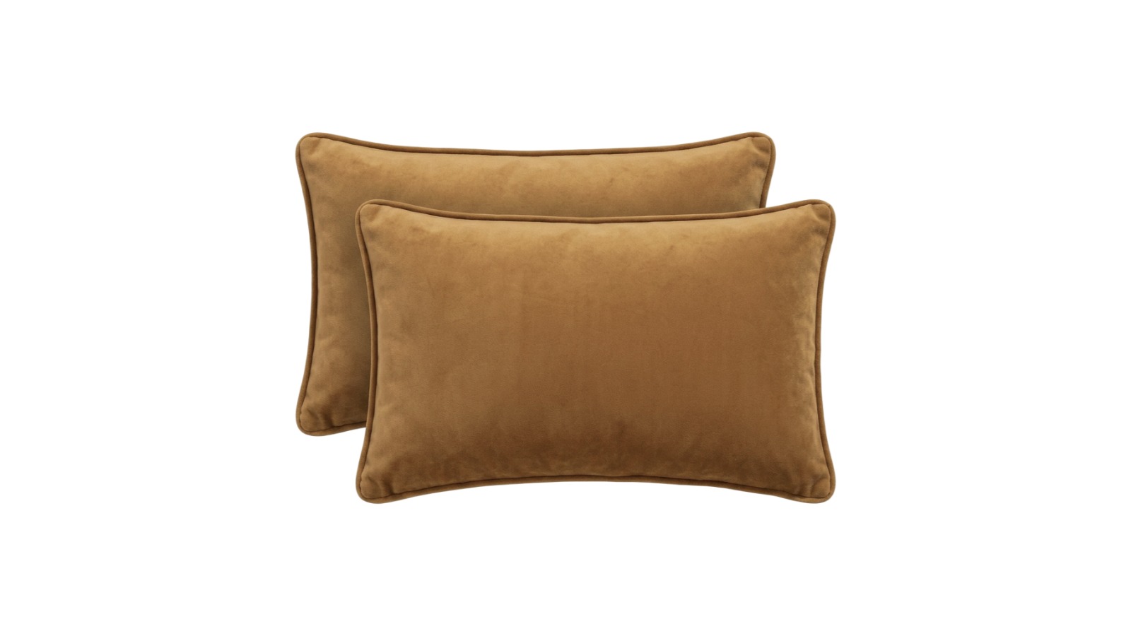 Renee Taylor 30 x 50cm Feather-Filled Icon Velvet Cushion Twin Pack - Mustard Tan