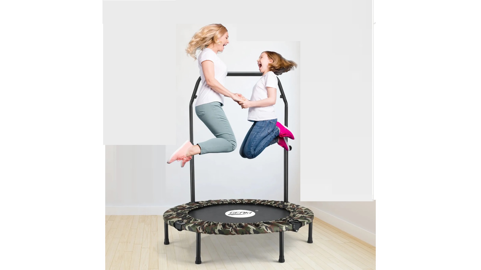 Genki 48inch Adjustable Handrail Fitness Exercise Cardio Workout Trampoline Harvey Norman