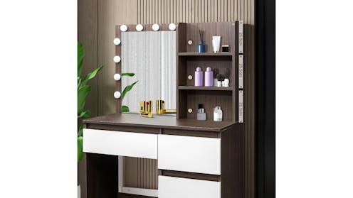 Maxkon Makeup Mirror Vanity Dressing Table with 12 LED Lighted/4-Drawer/3 Compartment