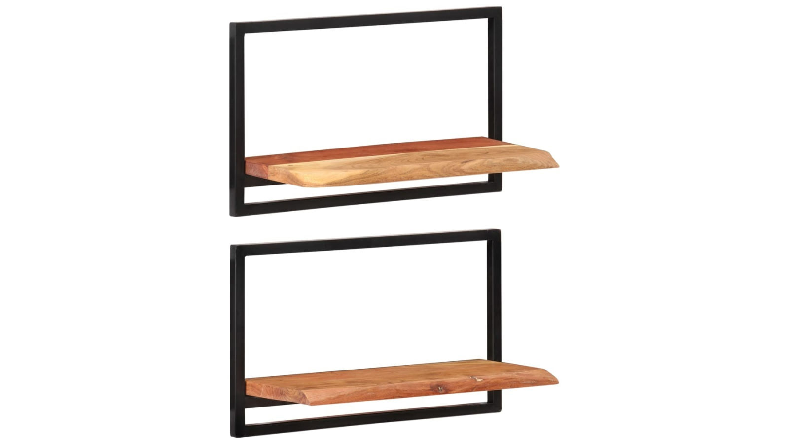 vidaXL 2 Piece 60 x 25 x 35cm Solid Wood Acacia and Steel Wall Shelves
