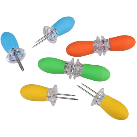 Appetito Set of 8 Soft Grip Corn Holder - Assorted Colour