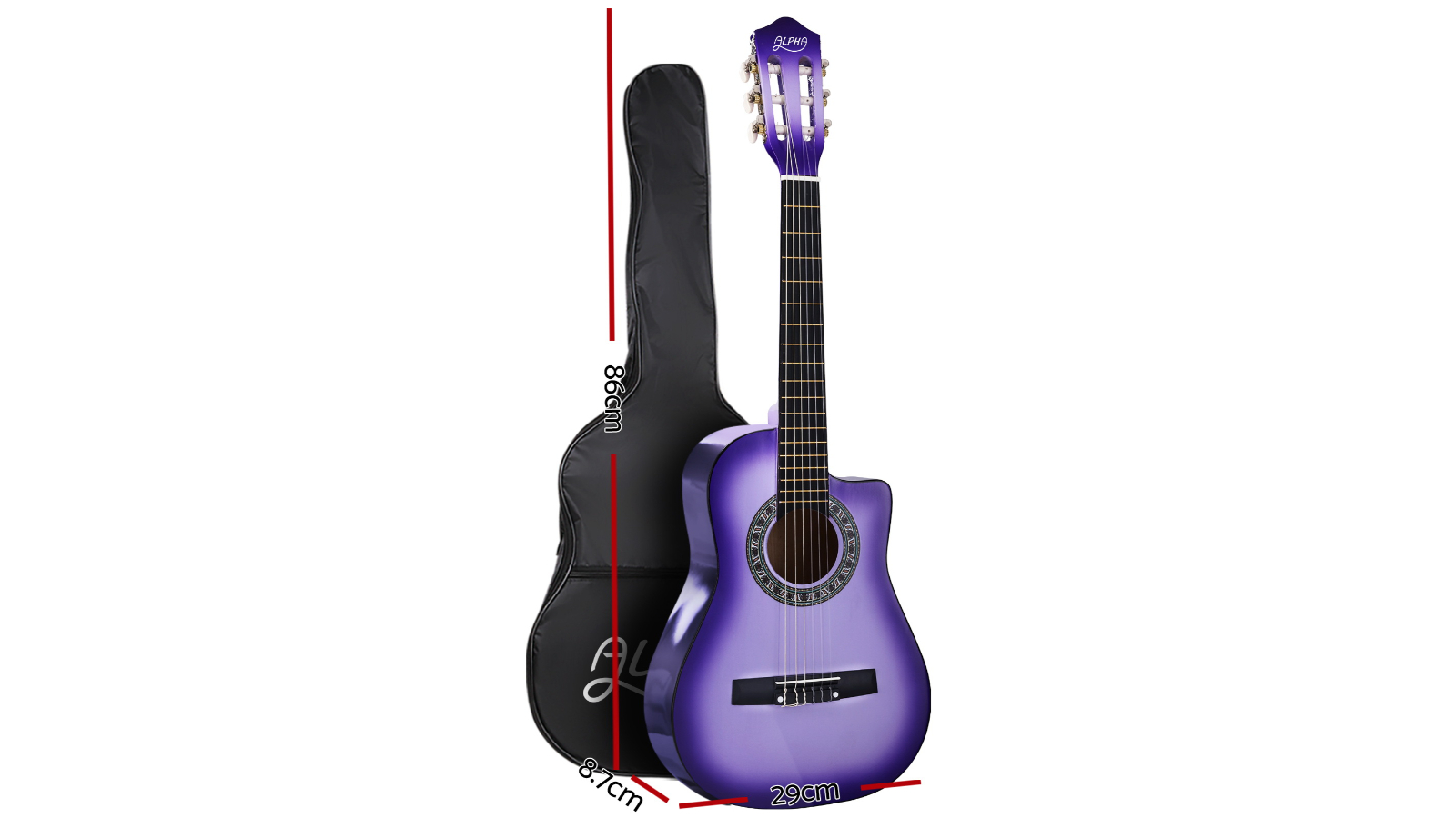 Alpha 34-inch Child Acoustic Guitar + Capo - Purple | Harvey Norman