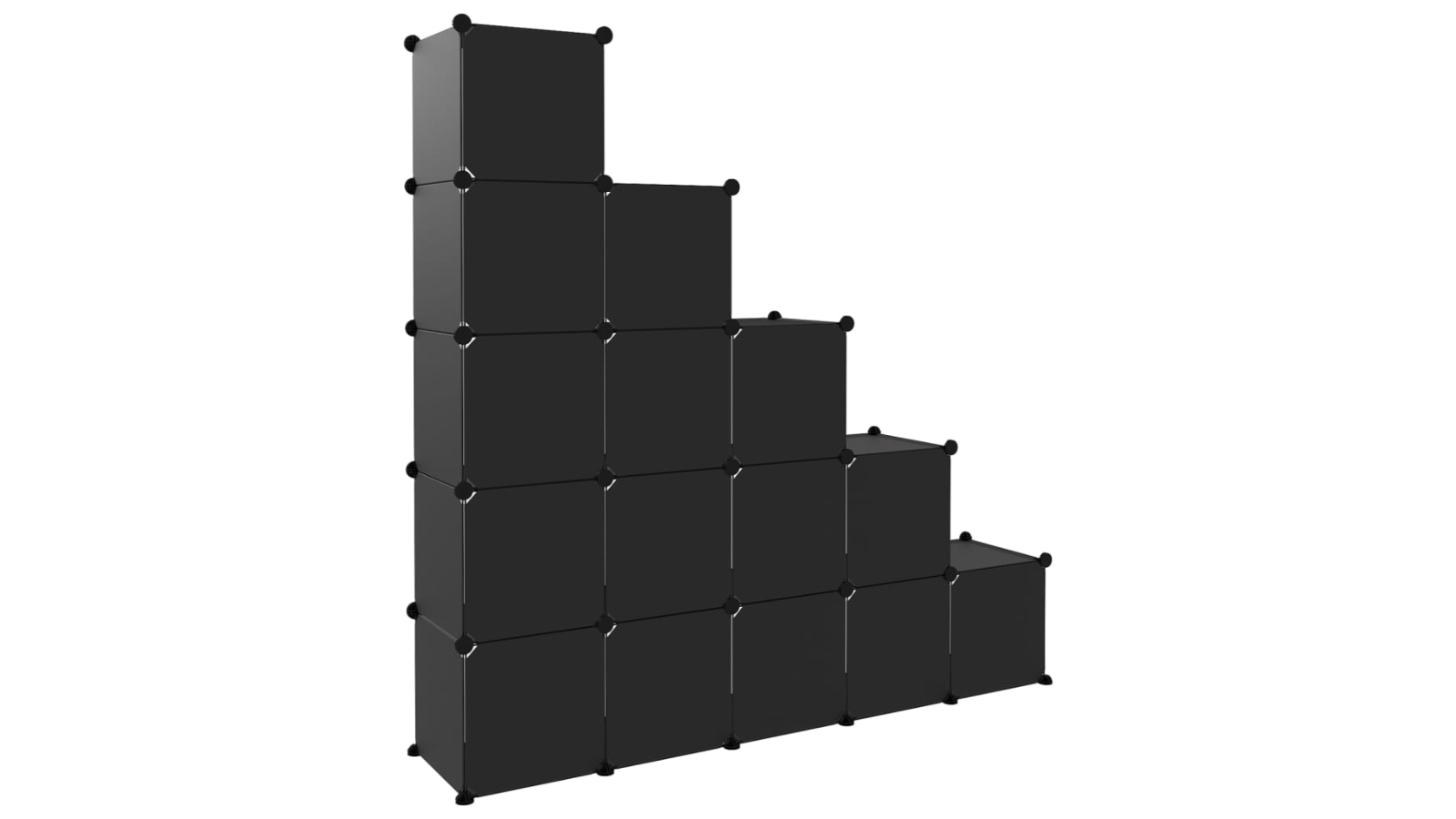 vidaXL Black PP Storage Organiser with 15 Cube