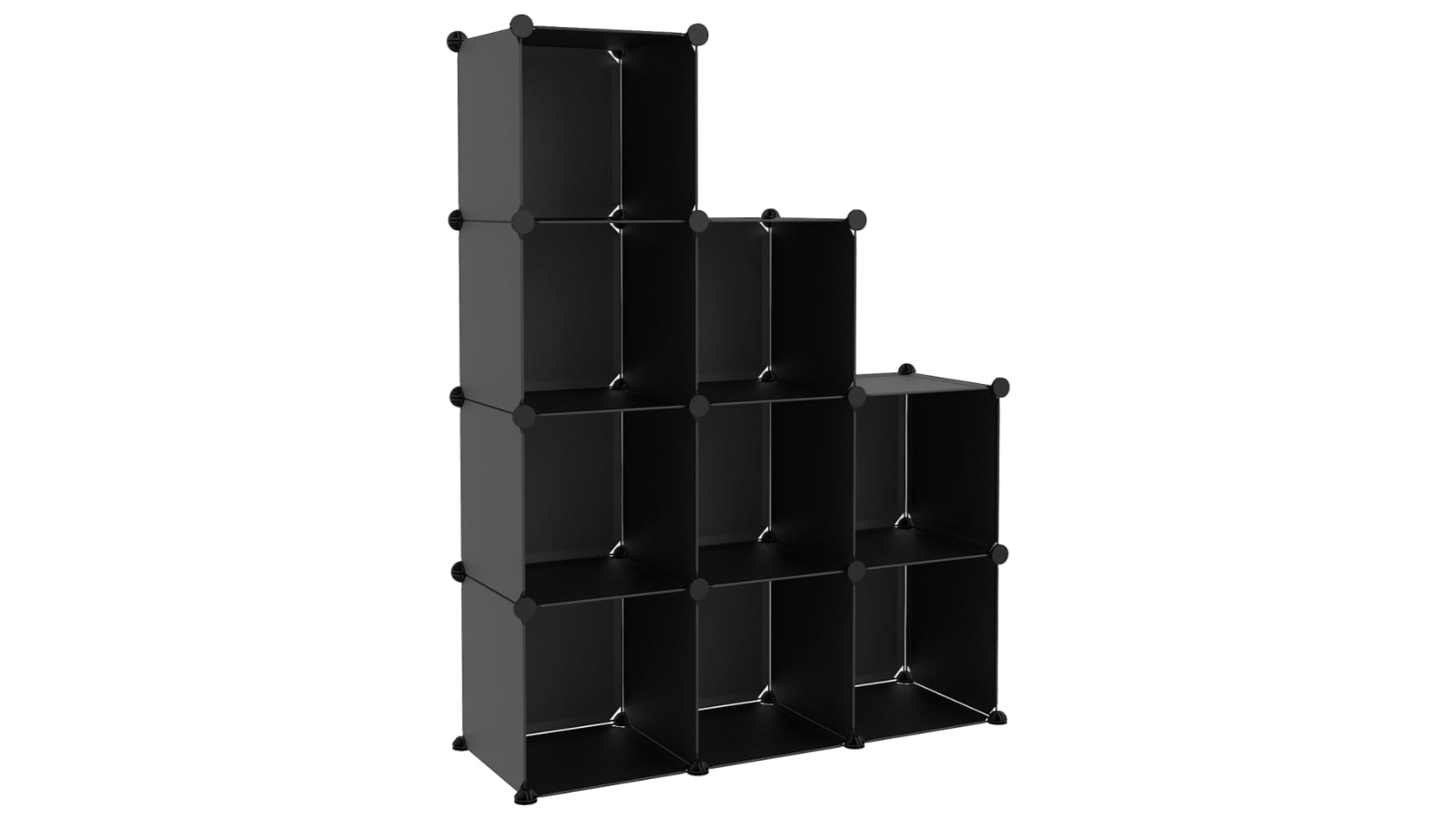 vidaXL Black PP Storage Organiser with 9 Cube