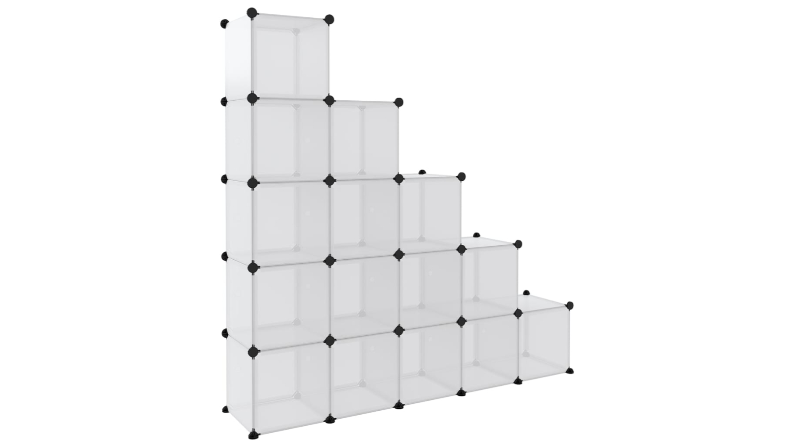 vidaXL Transparent PP Storage Organiser with 15 Cube and Door