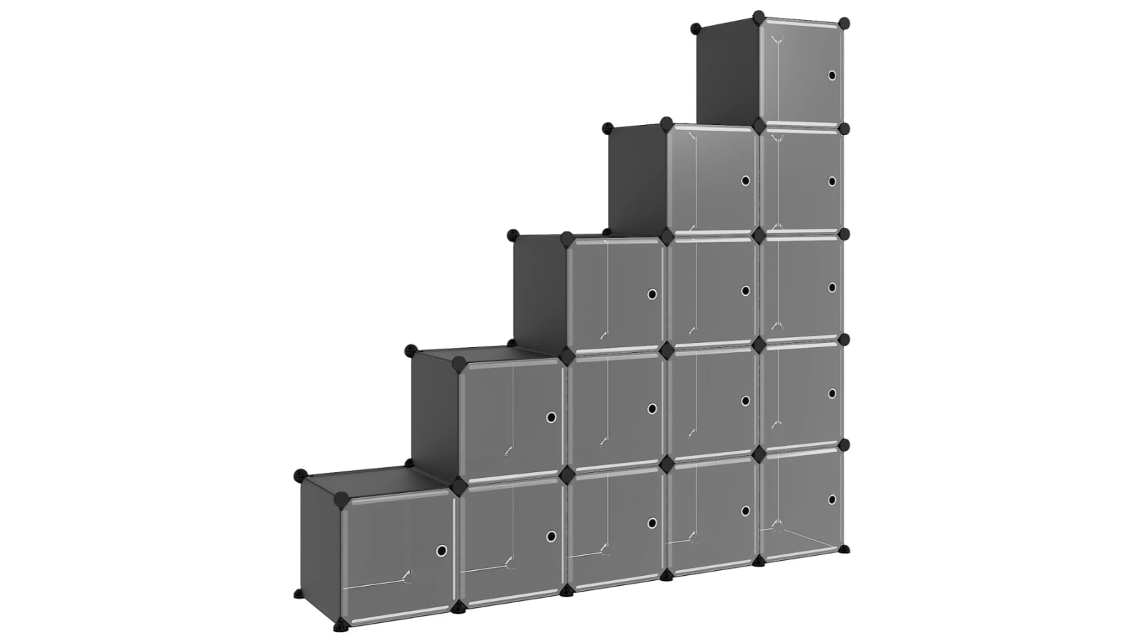 vidaXL Black PP Storage Cube Organiser with 15 Cube and Door