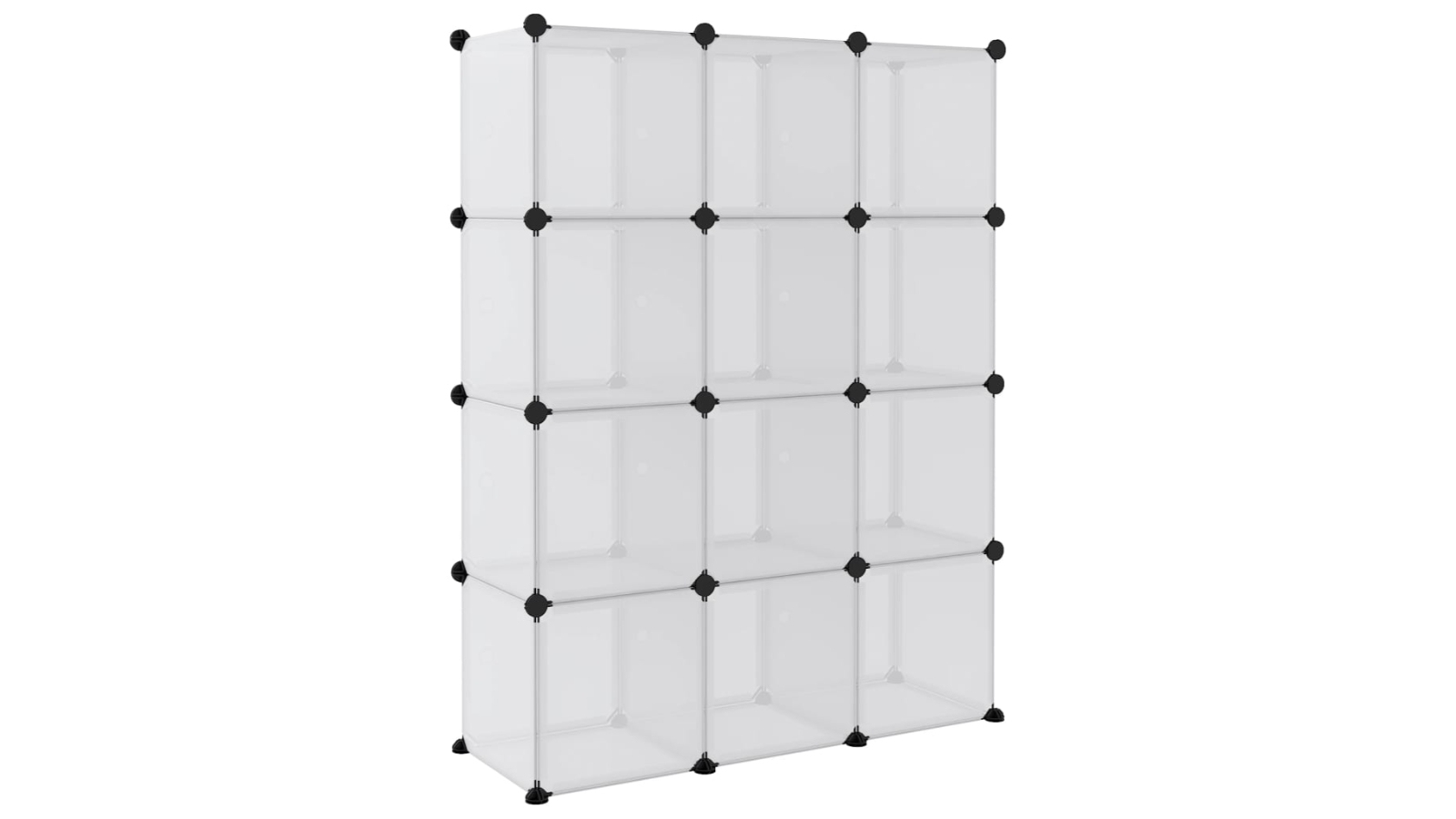 vidaXL Transparent PP Storage Organiser with 12 Cube and Door