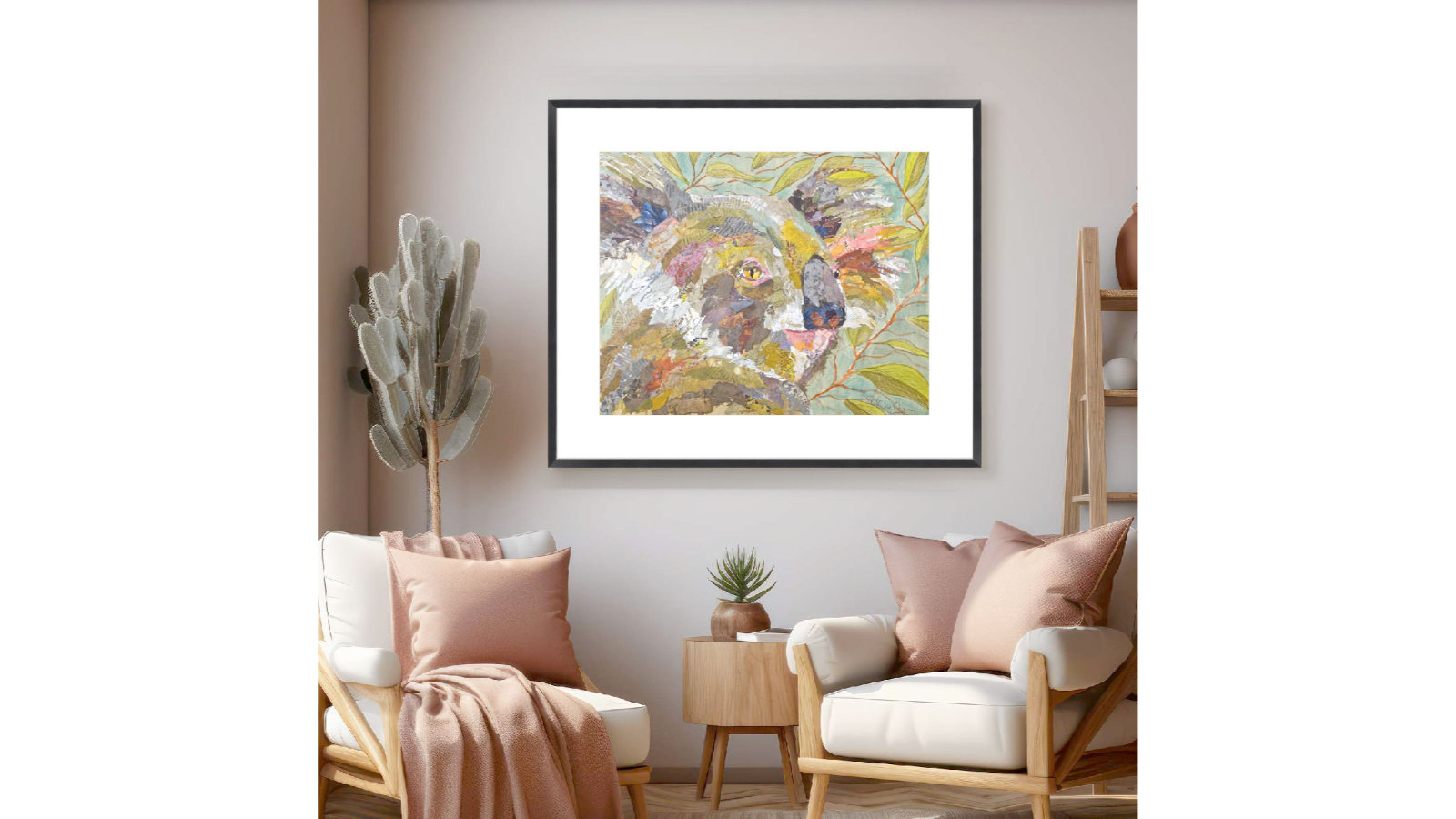 La Grolla Koala Collage I Black Frame Wall Art 74 x 64cm