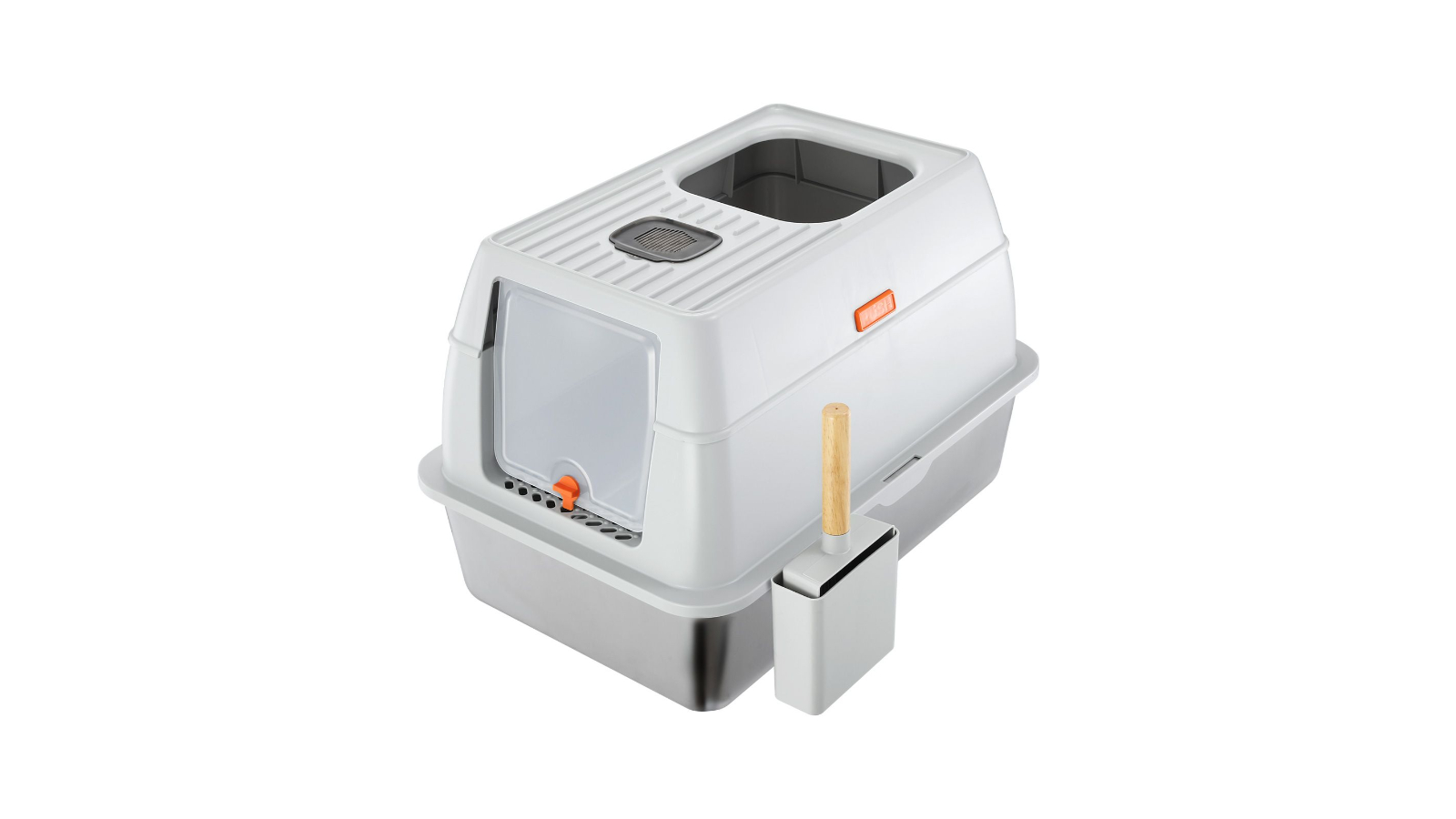Pet Scene 2-in-1 Stainless Steel Cat Litter Box with ABS Lid Carbon Filter - X-Large