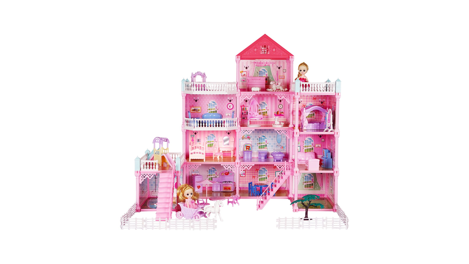 Girls Dollhouse Dream Cottage with DIY Furniture Princess and Pet Dolls Roleplay Accessories
