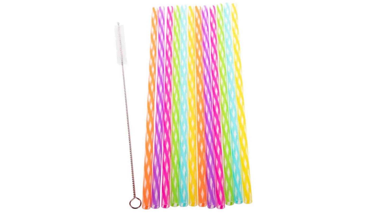 Appetito Set of 2 Rainbow Straw with Brush - 24 Piece
