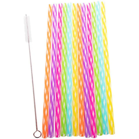 Appetito Set of 2 Rainbow Straw with Brush - 24 Piece