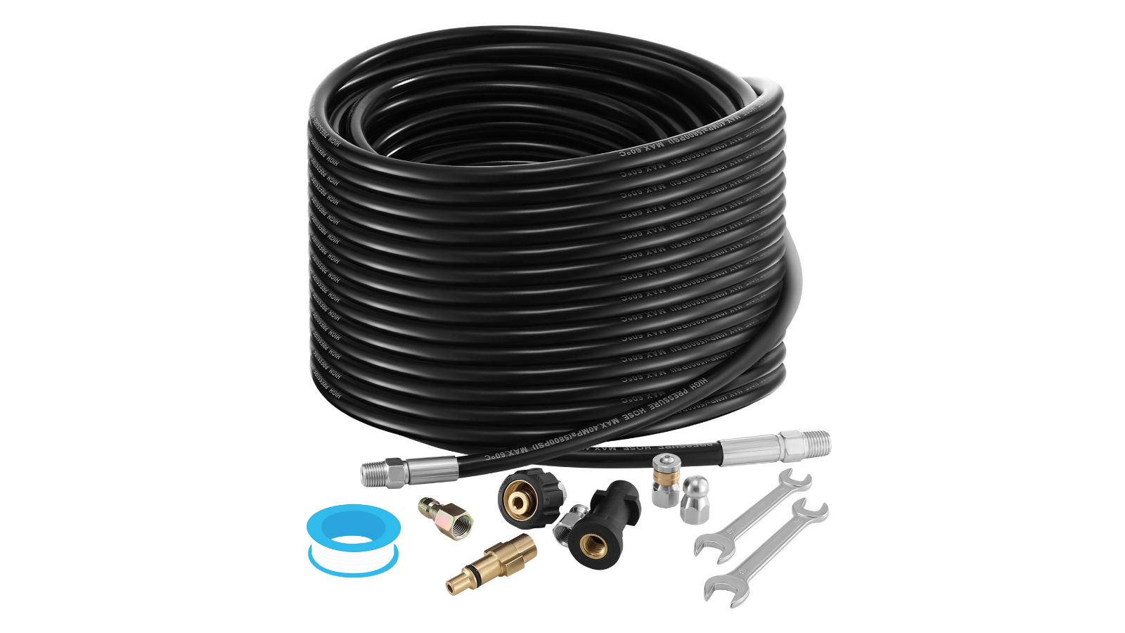 30metre Sewer Jetter Kit for High Pressure Cleaning Pipe Button Rotating Nozzle