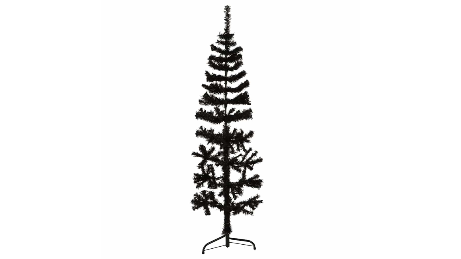 vidaXL Black Slim Artificial Half Christmas Tree with Stand - 150cm