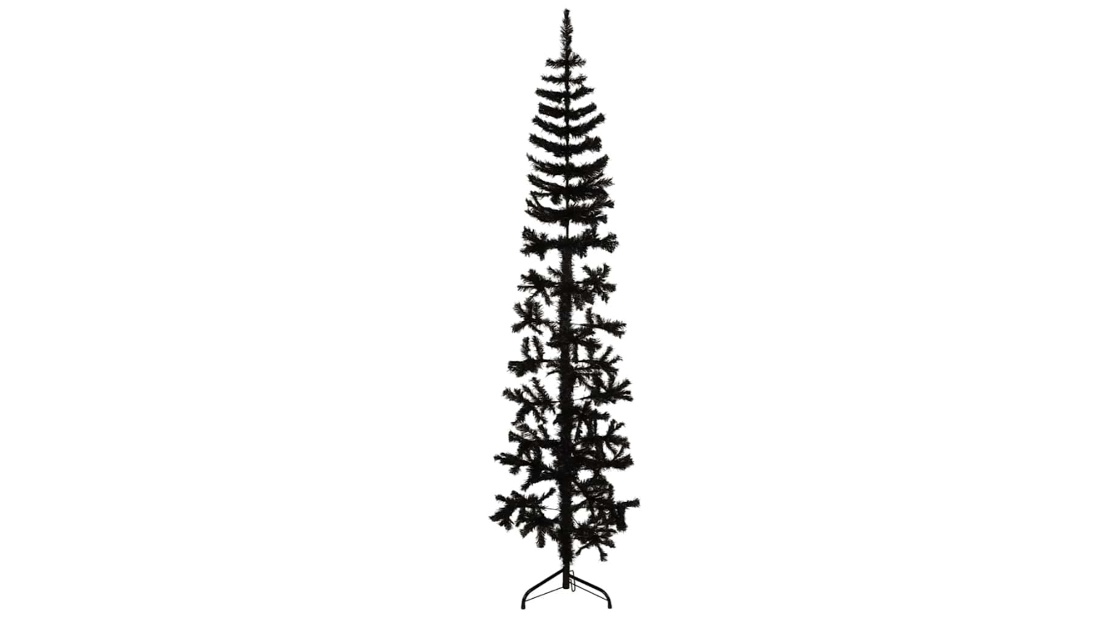 vidaXL Black Slim Artificial Half Christmas Tree with Stand - 180cm