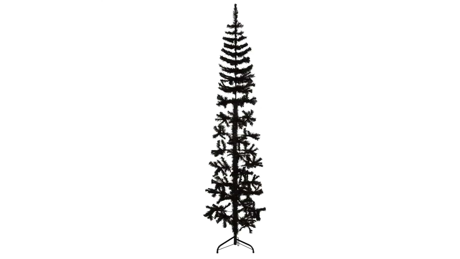 vidaXL Black Slim Artificial Half Christmas Tree with Stand - 240cm