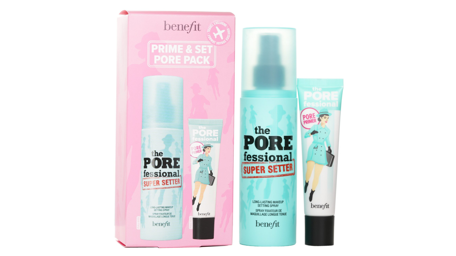 Benefit 2 Piece The Porefessional Smoothing Face Primer and Super Setter Long Lasting Makeup Setting Spray